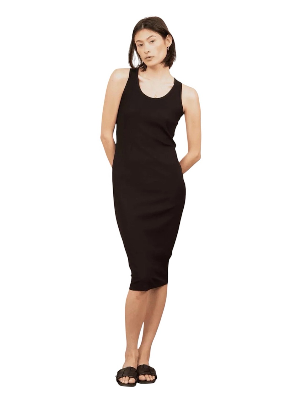a.n.a Black Ribbed Tank Midi Dress Size 2X